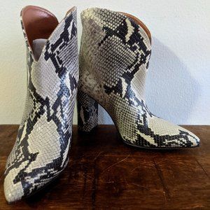 PARIS TEXAS WESTERN COWGIRL SNAKESKIN ANKLE BOOTS